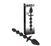 plug doppio dildo con palline in silicone nero per uomo e donna anal black