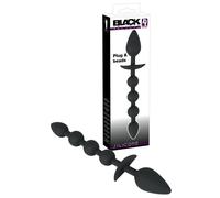 plug doppio dildo con palline in silicone nero per uomo e donna anal black