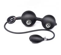 Plug gonfiabile multifunzionale in silicone con pompa e anello, doppie sfere in acciaio integrate per stimolazione anale e vaginale, giocattolo sessuale per uomini e donne