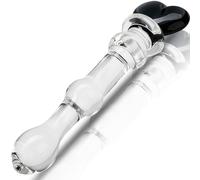 Plug in ano per uomo 20cm x 2,8cm but plug in vetro elegante trasparente dildo nero FOPS G62