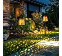 Plug-in luce LED lampada solare da giardino solare per esterno Lampada solare plug-in in metallo, con picchetto IP44, effetto luce, oro nero, LED 3000K, DxH 12x70cm, set di 2
