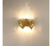 Plug in Modern Minimalist Light Luxury Crystal Wall Lamp Gold Living Room Wall Lamp Bedroom Bedside LED Light (Color Temperature : Nature White(3500-5500K)) (Warm White (2700)