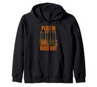 Plug in Rocks out Stories Maglietta Chitarra Musica Felpa con Cappuccio