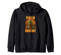 Plug in Rocks out Stories Maglietta Chitarra Musica Felpa con Cappuccio
