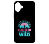 Plug in the Wild, Retro Tech Nature Design. Cyber Escursionismo. Custodia per iPhone 16 Plus