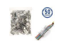 Plug modulari RJ45 Cat5e/6 U/FTP FastCrimp. 50 Pezzi Schermati Passanti