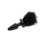 Plug Tappo Anale in Silicone con Coda POM POM Coniglio in Piume Rosse d. 3 cm