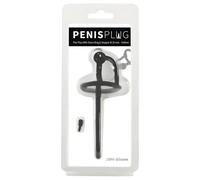 Plug per Pene in Silicone con Anello Glanulare Dilatatore Uretrale (0,6mm) - Nero