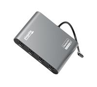 Plugable Adattatore da USB C a Quad HDMI 4K con alimentatore PD pass-Though da 100 W per Windows, Mac M1/M2/M3/M4, Thunderbolt e laptop USB-C | TAA, DisplayLink Pro, driver richiesto (USBC-7400H4)