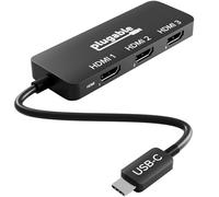 Plugable Adattatore multi-monitor da USB C a HDMI, triplo display 4K60, hub MST senza driver per Windows, Chrome OS, USB-C, Thunderbolt, USB4 portatili, multi porte HDMI, HDR e HDCP (USBC-MSTH3)