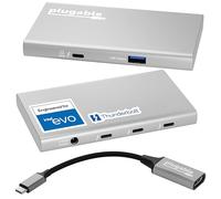 Plugable Hub USB4, hub Thunderbolt 4 5 in 1 con ricarica da 60 W, display singolo 8K o doppio 4K, compatibile con Mac e Windows, USB-C (1 adattatore da USB-C a HDMI incluso), USB4-HUB3A