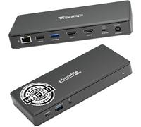 Plugable Technologies UD-MSTH2-UK replicatore di porte e docking station per laptop Cablato USB 3.2 Gen 1 [3.1 Gen 1] Type-C Nero (Plugable UD-MSTH2 USB-C Dual HDMI 4K 65W USB-C PD Driverless Docking