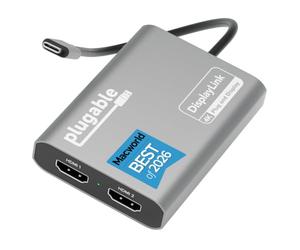 Plugable Technologies USBC-6950M adattatore grafico USB 3840 x 2160 Pixel Argento (Plugable USB-C Dual 4K HDMI Adapter)