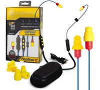 Plugfones FreeReign Volume Limited Wireless Bluetooth in-Ear Earplug Earbuds - Noise Reduction Headphones with Noise Isolating Mic and Controls, Blue & Yellow