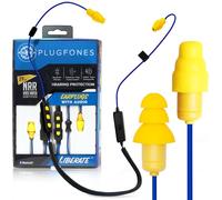 Plugfones Liberate 2.0 - Auricolari Bluetooth senza fili, 29NRR, riduzione del rumore, microfono e comandi con isolamento acustico (blu e giallo)