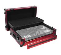 Plugger Case Flightcase Pioneer DJ DDJ-800 Elite. Flight Case Professional Nero e Rosso Alu, multistrato 9 mm. Angolo in alluminio, angoli rinforzati. Stazione di lavoro DJ. Flight con 2 ruote.