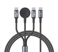 Pluggify Cavo di Ricarica Rapida USB C, 3 in 1 60 W Multi Cavo USB C 1,2 m con 2 USB C (60 W/12 W)/ 1 Cavo Multi Carica Rapida per Ap Watch Ultra 2/SE/1-10, Phone 16/15 Pad, Telefono/Tablet
