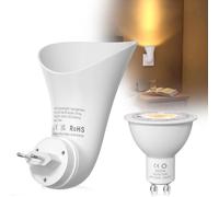 Plugin GU10 Lampada a Parete con Faretto Uplighter - 360° Rotabile, Luce Calda 3000K, Spot Luminosi, Economia Energetica, Presa di Corrente, Lampadina LED Inclusa