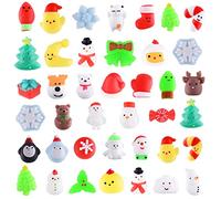 PLULON 40 pezzi Natale Squishy Animali Spremere Bulk Mini Alberi Pupazzo Neve Babbo Natale Cervo Pinguino Orso Fiocchi Neve Festa Natale Riempitivi Sacchetti Compleanno