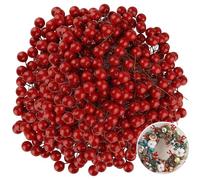 PLULON 500 pezzi di bacche di agrifoglio rosse di Natale bacche artificiali ghirlande forniture per la creazione di ghirlande di Natale decorazioni per alberi da tavola