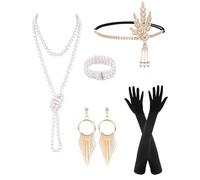 PLULON 6 accessori da donna anni '20, accessori per abiti da donna del Grande Gatsby, alla moda, ruggenti anni '20, costume da donna