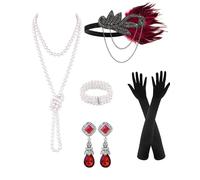 PLULON 6 accessori da donna in stile anni '20, accessori da donna del Grande Gatsby, alla moda, ruggenti anni '20, costume da donna