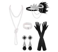 PLULON 6 accessori da donna in stile anni '20, accessori da donna del Grande Gatsby, alla moda, ruggenti anni '20, costume da donna