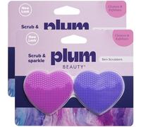 Plum Beauty Scrubber per la pelle del viso, cuori confezione da 2 (4 pezzi) - Deterge delicatamente, esfoliare e massaggiare, regali per la cura di sé per le donne