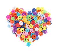 Plum Flower Composite Buttons 15mm 2 - Hole | 200 Pcs Colorful Sewing Buckles for Crafts/Knitting/Scrapbooking | Protective DIY Buttons for Youth Clothing