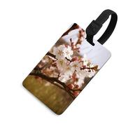 Plum Tree Blossom - Etichette per bagagli con carta d'identità, resistenti etichette per borse da viaggio, impermeabili, per valigie, zaini e custodie da viaggio, stile nero