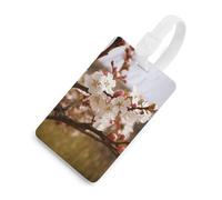 Plum Tree Blossom - Etichette per bagagli con carta d'identità, resistenti etichette per borse da viaggio, impermeabili, per valigie, zaini e custodie da viaggio, stile bianco