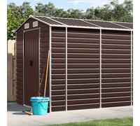 Plumbpyr Casetta da giardino marrone in acciaio zincato, 191 x 640 x 198 cm, con spazio per attrezzi e biciclette, casetta con ventilazione, porta, tetto obliquo, per esterni e terrazze