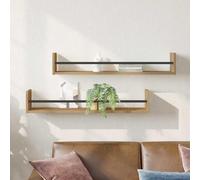Plumbpyr Mensole da parete, 2 pezzi, rovere Artisan, 80 x 16 x 14 cm, materiale in legno con elementi in metallo, per soggiorno, camera da letto, cucina, ufficio, magazzino e decorazione