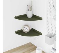 Plumbpyr Set di 2 mensole sospese da parete in acciaio verde oliva opaco, 24 x 24 x 2 cm, per cucina, bagno, corridoio, sistema salvaspazio per libri e tazze decorativi