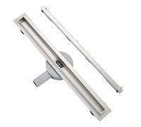 Plumbsys Canalina doccia 70 cm in acciaio inox,Canalina di scarico doccia Sifone girevole a 360° con blocco odori e filtro per capelli, Set completo di scarico a pavimento slim stile semplicismo