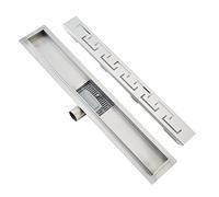 Plumbsys Canalina per doccia in acciaio inox, lunghezza 50 cm, canalina di scarico per bagno, sifone con antiodore e filtro per capelli, scarico extra piatto, drenaggio rapido