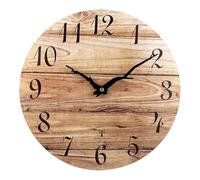 Plumeet Orologio da parete analogico a batteria, 25 cm, orologio da parete in legno senza cornice con movimento al quarzo silenzioso, orologi rustici in noce in stile country decorativi per camera da