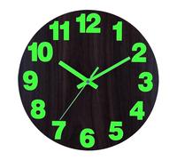 Plumeet Orologio da Parete con Luce Notturna Extra Large, Orologio che si Illumina al Buio in Legno da 40.6cm per Camera da Letto, Orologio da Parete Silenzioso Illuminato con Numeri, Marrone