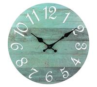 Plumeet Orologio da Parete in Legno da 30cm Orologio da Parete Senza Cornice Silenzioso - Orologio Rustico da Villaggio di Campagna Decorativo per La Cucina e La Camera da Letto, Verde