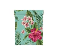 Plumeria e fiori di ibisco stampano foglie di palma nella giungla esotica, Spremere il portafoglio superiore da donna Borsa portaoggetti Piccola portamonete Portamonete