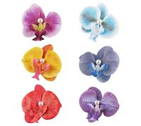 Plumeria - Fermaglio per capelli in tessuto con orchidee, 6 pezzi, da donna, per spiaggia, eventi, acconciature da sposa, accessori abbinabili