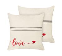 PLUMERIA Set di 2 cuscini Scritta Beige 45 x 45 cm Cotone