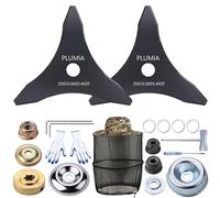 PLUMIA Lame per decespugliatore in acciaio al carbonio a 3 denti, 25,4 cm, con kit adattatore universale, per albero da 25,4 mm o 20 mm, compatibile con Husqvarna, Stihl, Oregon, Hitachi e altri