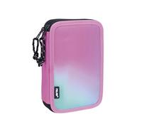 Astuccio portapenne a 2 ripiani Milan Sunset con 2 gomme temperino matita penna compatta righello 12 matite colorate e 18 pennarelli - Rosa