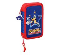 PLUMIER DOBLE PQÑO 28 PCS SONIC "LETS ROLL"
