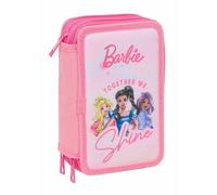 Plumier Triplo Barbie Rosa 12,5 x 19,5 x 5,5 cm 37 Pezzi