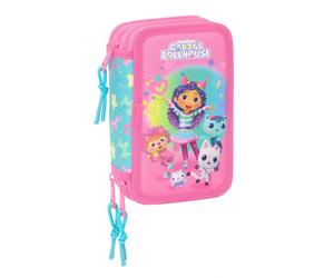 Plumier Triplo Gabby's Dollhouse Confetti Rosa Turchese 12,5 x 19,5 x 5,5 cm