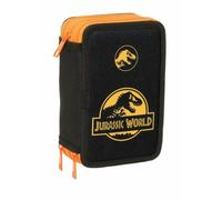 Plumier Triplo Jurassic World Nero 12,5 x 19,5 x 5,5 cm 37 Pezzi