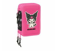 Plumier Triplo Kuromi Nero Fucsia 12,5 x 19,5 x 5,5 cm 37 Pezzi