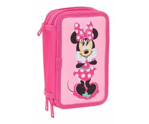 Plumier Triplo Minnie Mouse Rosa 12,5 x 19,5 x 5,5 cm 37 Pezzi